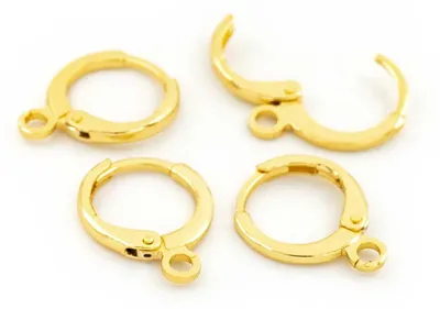 Produktbild von Vintageparts Creolen aus Messing, 18K Gold beschichtet, 12 mm, 4 Stück