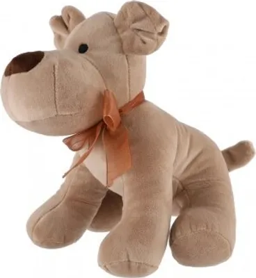 Obrázek produktu pro Teddies sedící plyšový pejsek s mašlí 23 cm, hnědý