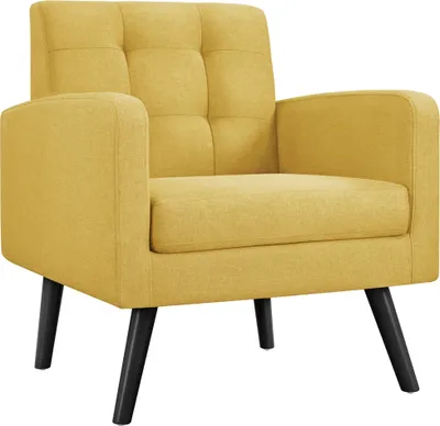 Produktbild von Yaheetech Sessel Ohrensessel mit Armlehnen, Armlehnensessel Bequem und Modern, Fernsehsessel Relaxsessel Wohnzimmer Clubsessel Sofa 136 KG belastbar Gelb