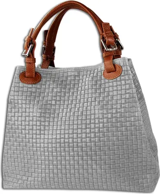 Produktbild von Toscanto Leder Tasche Handtasche Umhängetasche grau braun OTT164HK