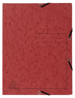 Produktbild von Exacompta 25x Sammelmappe + Gummizug, 3 Klappen Karton, 355g/m2, A4, Rot, 55405E