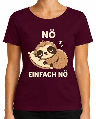 Produktbild von Faultier Schlafend NÖ EINFACH NÖ Süß Faul Geschenk Lustig Kinder Damen T-Shirt, Burgundy, M