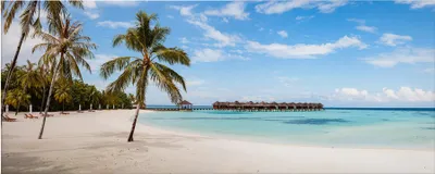 Produktbild von Leinwandbild Maritim 40 x 100 cm - Wandbild Blau Türkis - Keilrahmen Malediven Meer Strand Wohnzimmerdeko Wanddeko Wandgemälde