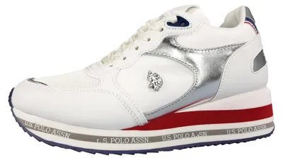 Immagine prodotto di Scarpe da ginnastica da donna US Polo, modello stringato, sportive, basse, colore bianco, adatte al tempo libero