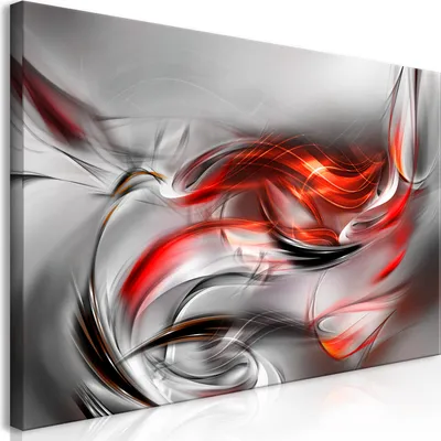 Immagine prodotto di Murale mega XXXL astratto 250x125 cm pezzo unico formato XXL stampa d'arte per auto montaggio tela quadri moderni quadri fai da te decorazione murale piatto deco onda grigio rosso a-A-0706-ak-e