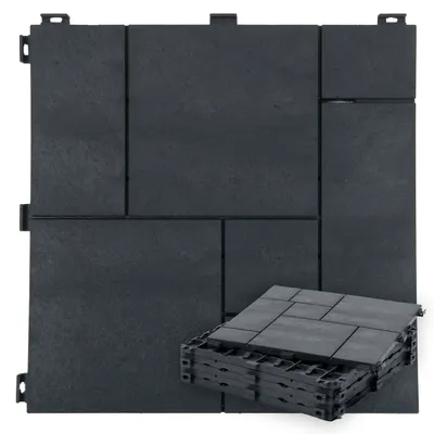 Produktbild von Terrassenfliesen 30x30 cm - 6 Stück - Dunkelgrau - Klickfliesen - Wetterfest - Recycling-Gummi