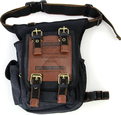 Immagine prodotto di Borsa in tela Manoro vintage da uomo con cintura nera 24x9x28 con ciondolo a forma di fata D2OTK211S
