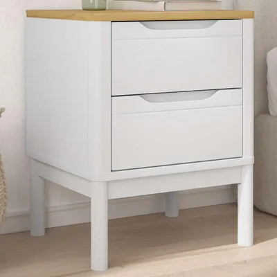 Zdjęcie produktu dla vidaXL Stolik nocny biały 45x39x57 cm lite drewno sosnowe