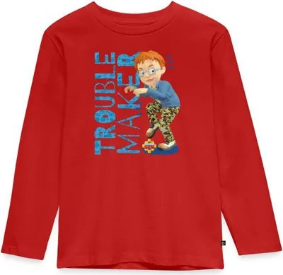 Produktbild von Spreadshirt Feuerwehrmann Sam™ Unruhestifter Norman Price Kinder Premium Langarmshirt, 122/128 (6 Jahre), Rot