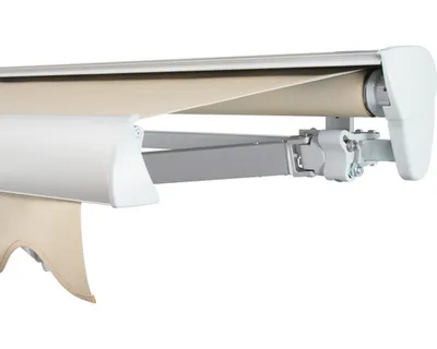 Produktbild von SOLUNA Halbkassettenmarkise Classic 5,5x2,5 Stoff Dessin 320930 Gestell E6EV1 silber eloxiert Antrieb rechts inkl. Motor