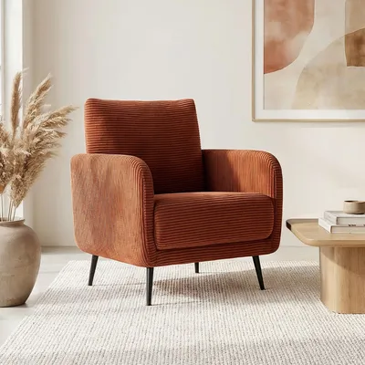 Produktbild von Designer-Sessel EMMA aus Cord in Terrakotta
