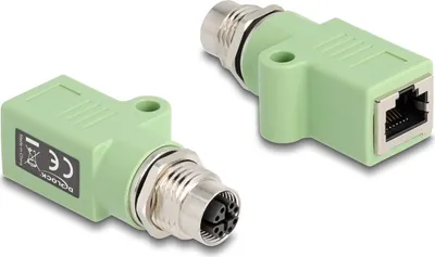 Produktbild von DELOCK M12 Adapter X-kodiert 8 Pin Bu zu RJ45 Bu gerade grün