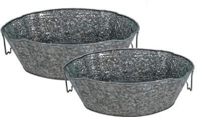 Produktbild von Metall Pflanzschale verzinkt - 2er Set - Zinkwanne