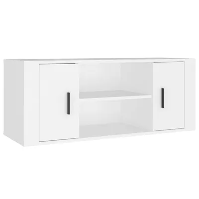 Image de vidaXL Armoire TV blanche 100x35x40 cm Bois composite