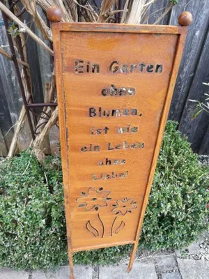 Produktbild von Edelrost Gartenschild Ein Garten ohne Blumen