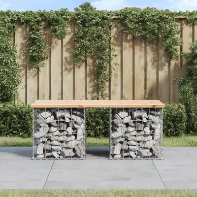 Produktbild von （Robust Möbel）Gartenbank aus Gabionen 103x44x42 cm Massivholz Kiefer - Gartenbänke NeuMöbel858086