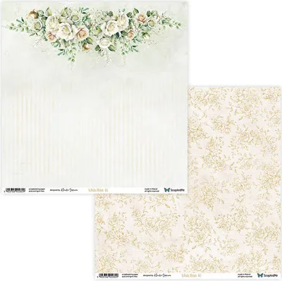 Immagine prodotto di carta scrapbooking bifacciale 30x30cm - ScrapAndMe - Rose bianche 05/06