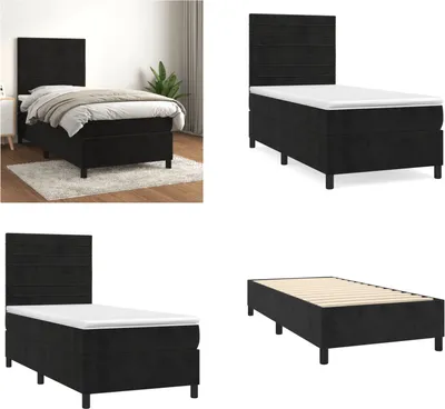 Imagen del producto de vidaXL Base de cama con somier y colchón, color , 90x200 cm, tapizado en terciopelo - Base de cama con somier - Camas con somier - Cama - Muebles de dormitorio