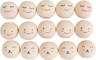 Produktbild von VBS Holzköpfe "Smart Faces", Ø 15 mm, 15 St.