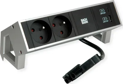 Produktbild von Bachmann Desk2 2Xute 1Xusb A/C 22W 0,2M Gst18 Inox