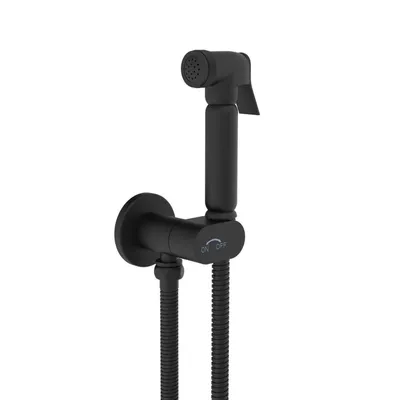 Produktbild von Design WC/Bidet Handbrause SOHO Komplettset mit Absperrventil in Schwarz Matt