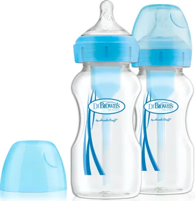 Produktbild von Dr Brown's Weithalsflasche Anti-Kolik Options+ 270 ml Blau 2er-Pack WB92602-GBX