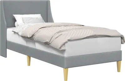 Produktbild von Bettrahmen Uni mit Kopfteil Hellgrau 90 x 200 cm Stoff