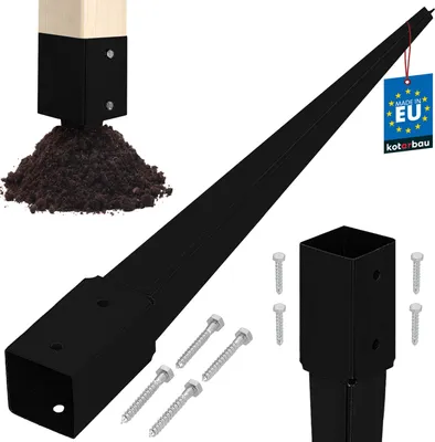 Obrázok produktu pre KOTARBAU® Podpera stĺpika na zatĺkanie 51x51x600mm Pozinkovaná oceľ s práškovou povrchovou úpravou Kladivová objímka do zeme Kladivová objímka do zeme Záhradný plot Zemný hrot Kladivová objímka do zeme Kladivová objímka na drevené stĺpiky