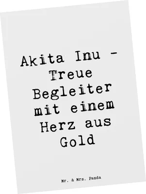 Produktbild von Mr. & Mrs. Panda Postkarte Spruch Akita Inu Herz - Weiß - Geschenk, elegante Hunde, loyaler Freund, Hundetraining, Hunderasse, Hunderassen Charakter, Eigenschaften
