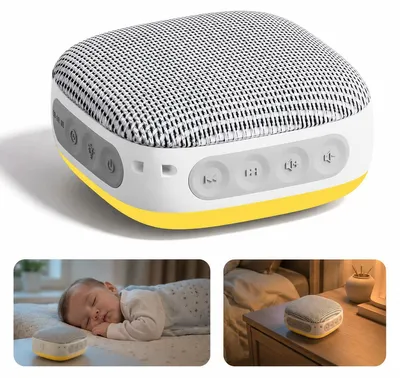 Produktbild von Einschlafhilfe Baby mit Weißem Rauschen, tragbare Schlafhilfe mit Nachtlicht, 20 beruhigende Geräusche, 3 Helligkeitsstufen, für Babys und Erwachsene