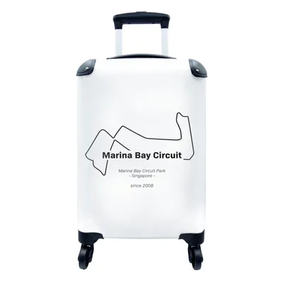Produktbild von MuchoWow® Koffer Handgepäck Trolley Rollkoffer Kleine Reisekoffer mit 4 Rollen - Formel 1 - Singapur - Rennstrecke - Cabin Size < 55x40x23 cm & 55x40x20 cm - Fotokoffer - Kabinenkoffer - Boardgepäck - Reise-Box - Reisekoffer - Reisegepäck - Koffer mit Bild - Trolley für Kinder
