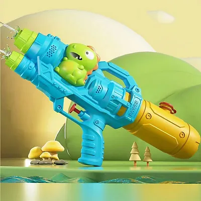 Imagen del producto de Pistola de agua de juguete, ideal para la playa, con forma de dinosaurio, color azul
