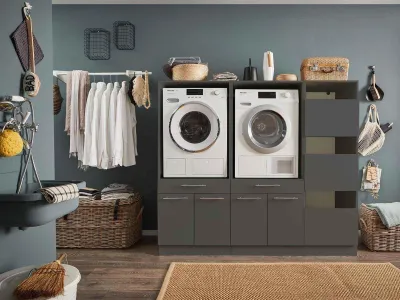 Produktbild von Waschmaschinenumbauschrank >LAUNDREEZY< in anthrazit - 185x162x67,5 (BxHxT)