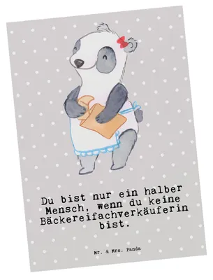 Produktbild von Mr. & Mrs. Panda Postkarte Bäckereifachverkäuferin Herz - Grau Pastell - Geschenk, Spruch, Postkarten, Fotokarte, Lustig, Grußkarte, Bäckerei, Witzig, Ansichtskarten