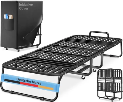 Produktbild von Klappbett 90x200 cm Gästebett, 250 kg Tragkraft, Rollen mit Bremsen, Anthrazit