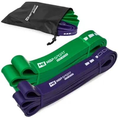 Produktbild von Hop-Sport Fitnessbänder SET aus Latex verschiedene Ebenen Wiederstandsbänder für Kraft & Fitnesstraining und Muskelaufbau - Klimmzüge 16-57kg - 2 Bänder