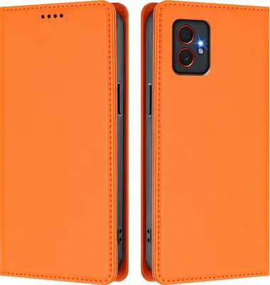Image de Etui en cuir pour Samsung Galaxy Xcover7 Pro, étui magnétique en cuirPolyuréthaneavec support Orange