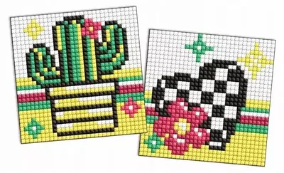 Obrázok produktu pre Diamantová mozaika Kids – Kvetina a kaktus 9 x 9 cm – Ideyka