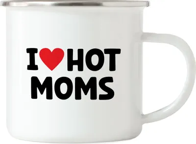Produktbild von I Love hot Moms Emaille Tasse Lustig Witzig Herz Love Valentinstag Vater Mutter Geburtstag Jahrestag Papa Mann