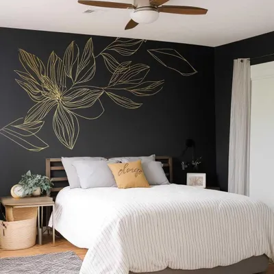 goldene botanische Blumenlinien – Decords Wandtattoo, Produktansicht 1