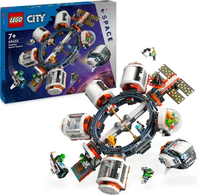 Produktbild von LEGO City Weltraum: Modulare Raumstation mit Raumschiff und Forschungsstation, 6 Astronautenfiguren, Luftschleusensystem, für Kinder ab 7 Jahren, Modell 60433, 9 cm hoch, 40 cm breit, 35 cm tief