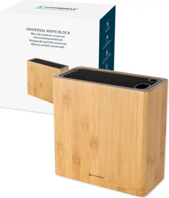 Produktbild von XL Universal-Messerblock mit Schlitzen für Scheren und Schärfstab - Messerhalter für sichere, platzsparende Aufbewahrung