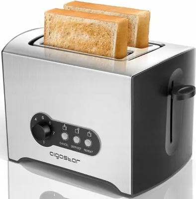Obrázek produktu pro Topinkovač Aigostar Mini Sunshine 900W, 2 plátky, 7 úrovní, nerezová ocel