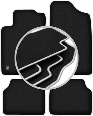 Produktbild von Fußmatten Automatten Velours Schwarz/Silber für Peugeot 405 1987-1996 Set 4-tlg
