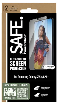 Immagine prodotto di PanzerGlass SAFE. by ® Screen Protector Samsung Galaxy S25+ | S24+ | Ultra-Wide Fit w. Aligner