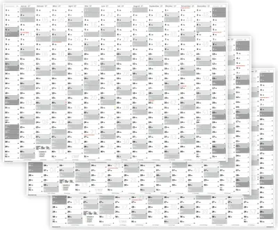Produktbild von 3 Stück XL Wandkalender DIN A1 2027 (grau2) große Tageskästchen (Kalender werden gerollt versendet)