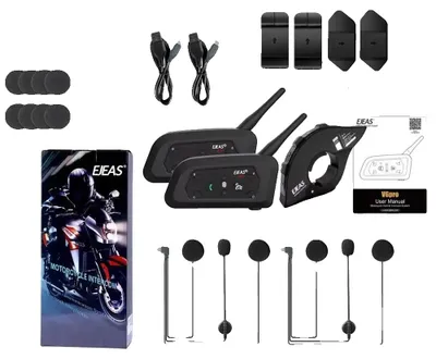 Zdjęcie produktu dla Interkom do motocykli, zasięg 800 metrów, łączność Bluetooth, zestaw zawiera 2 sztuki, kompatybilny z 1 urządzeniem EUC