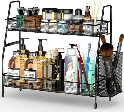 Image de Organiseur de salle de bain à 2 niveaux pour ranger les produits de beauté et le maquillage
