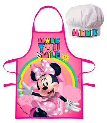 Obrázok produktu pre Dievčenská zástera s čiapkou Minnie s dúhou