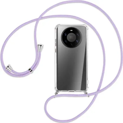 Produktbild von Handykette Backcover-Schutzhülle mit Band (Metall silberfarben) für Huawei Mate 40 Pro Plus - violett